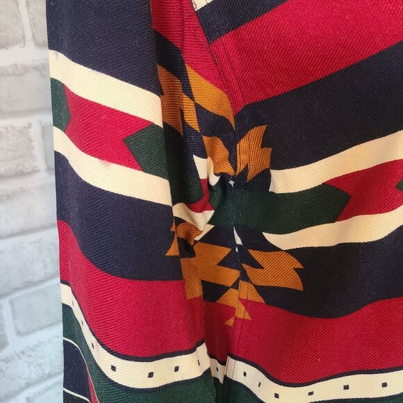 Vintage British Khaki Robert Lighton Cotton Shacket Southwest Aztec Button Up - Picture 8 of 9